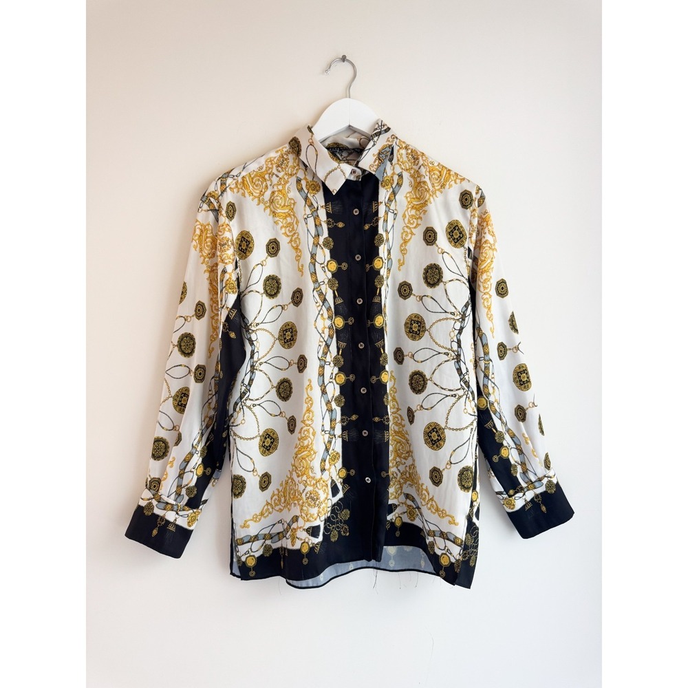 Zara chain and baroque print Blouse, Size XS